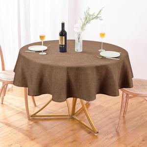 AUSSPVOCT Textured 50 Inch Round Tablecloth Up to 35'' Dia Tables Waterproof Wipeable Fall Table Cloth Wrinkle Free Circle Dining Table Cover for Birthday Farmhouse Thanksgiving Party Tablecloths (Coffee)