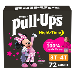 PullUps Girls' NightTime Potty Training Pants, Size 3T4T Overnight Training Underwear (3240 lbs), 72 Ct