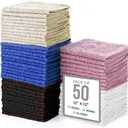 Simpli-Magic Cotton Wash Cloths 12"x12" (50 Pcs) Highly Absorbent Soft Towels Commercial Terry Washcloth for Face, Hand, Bath, Kitchen, Gym & Hotel (Multicolor)