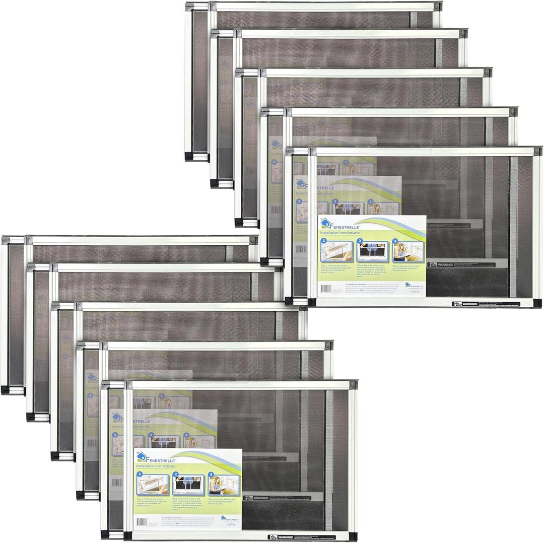 Fenestrelle Expandable Window Screen  15 H  2140 W Horizontal, 2Way Adjustable Window Screen with Flame Resistant Fiberglass Mesh, Pack of 10