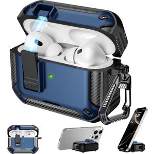 RFUNGUANGO Compatible AirPods Pro 2nd Generation Case with Phone Holder and Compatible Back Magnetic Suction Function, Suitable for AirPods Pro 2 Case, Blue