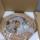 20" Boho Rattan Chandelier, Gold Woven Pendant Light for Dining Bedroom