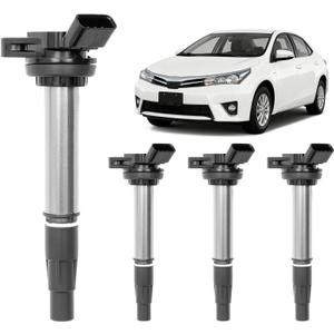 Ignition Coil Packs (4 Pcs), Compatible with 2008-2017 Toyota Corolla/Prius/Matrix, Scion IM/XD, Pontiac Vibe & More Replaces# UF-596, UF-619, 90919-02252, 90919-02258