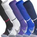 APTESOL Knee High Soccer Socks (5 Pair) Team Sport Cushion Athletic Socks for Kids Youth Adult