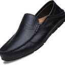 Go Tour Men's Premium Genuine Leather Casual Slip on Loafers Breathable Driving Shoes Fashion Slipper, 10.5 Size