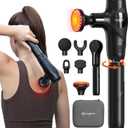 NAPRE 3-in-1 Detachable Massage Gun with Heat,Mini Massage Gun Deep Tissue with Extension Handle,Portable Handheld Percussion Muscle Massager for Back/Neck/Body,Small & Quiet,5 Heads,Mothers Day Gifts