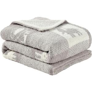 CREVENT 30"X40" Cozy Soft Warm Knitted Baby Blanket for Girls Boys, Newborn Essentials for Infant, Baby Shower Receiving Gift - Animal Grey 75X100cm