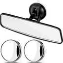 Anti-Glare Universal Rear View Mirrors - with Adjustable Large Suction Cup, Come with 2 pcs 360 Wide Blind Spot Mirrors with ABS Housing for Cars SUV and Trucks