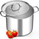 Leonyo 14 Quart Stock Pot with Lid, Stainless Steel StockPot with Lid, Tri-ply Bottom Induction Cooking Pot for Cooking, All Stove Compatible Up to 600 Soup Pot for Canning, Boiling, Simmer