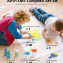 TMOL Washable Paint for Kids, 10 Colors (2 fl oz) 40 Pcs Non-Toxic Finger Paint Kit with Brushes, Sponge, Smock, Toddler Art Supplies for Painting, Craft & School Projects