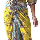 FYEARFOX Women's Button Down Shirt Dress Ruched Split Maxi Dresses Long Sleeve Wrap V Neck Tie Waist Party Clubwear (XX-Large, 5)