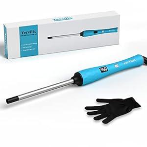 Terviiix Small Barrel Curling Iron Wand, 3/8 Inch Thin Curling Wand Iron for Short & Long Hair, Argan Oil and Keratin Infused Ceramic Curler with Digital Adjustable Temperature & Auto-Off, 9mm, Black