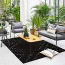 LIVEBOX Black Area Rug for Living Room,5' x 8' Large Boho Washable Moroccan Cotton Thin Carpet for Bedroom,Indoor Outdoor Throw Rug for Dining Room Porch Office