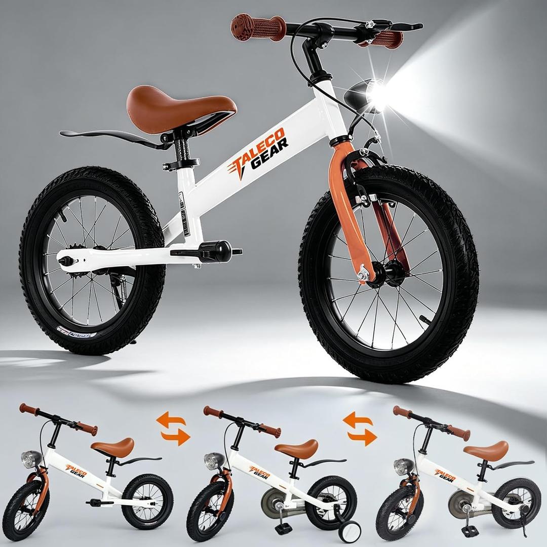 Balance Bike 3 in 1,12/14 inch,The Dual Use of Kids Balance Bike and Kids Bike for 2 3 4 5 6 Years Old,with Pedal kit,Training Wheels,Brakes,Fenders,Front Calip Brake and Rear Coaster Brake