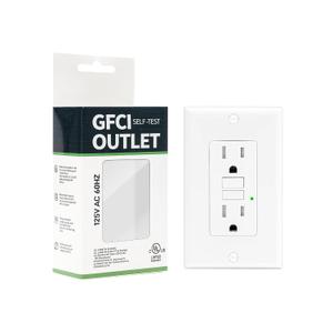 1-Pack 15 Amp GFI Electrical GFCI Outlet Self-Test Tamper Resistant (TR) Weather Resistant (WR) Ground Fault Receptacle with LED Indicator UL Listed Standard Wall Plate Included White