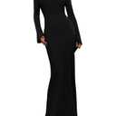 PRETTYGARDEN Women's Fall Fashion 2026 Long Sleeve Maxi Dress Ribbed Knit Boat Neck Bodycon Casual Dresses Going Out Outfits (Black,X-Small)