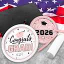 Graduation Party Supplies Kit Serve 50 Graduation Party Class of 2026 Tableware Pink Disposable Dinner Plates Dessert Plates Napkins for Congrats Grad Party Decorations