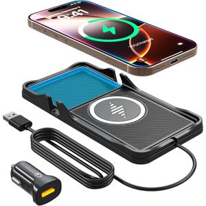 Wireless Car Charger,LANSEMKU Car Wireless Chargers Charging pad Non Slip 15w Fast Charger for Car Wireless Phone Charger for iPhone17/ 16/15/14/13/12 Pro Max,for Android (with Holder-100cm Cable)