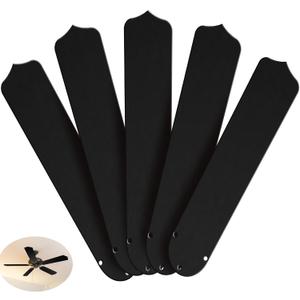 5Pcs Replacement Fan Blades for 42 52 Ceiling Fan Waterproof Weatherproof Blades Replacement for Broken Substitution Indoor Outdoor Summer(Black,42 Inch)