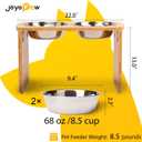 Elevated Dog Bowls, Bamboo Raised Dog Bowl for Large Dogs, with 2 Stainless Steel Bowls (13'' Tall-68oz Bowl)