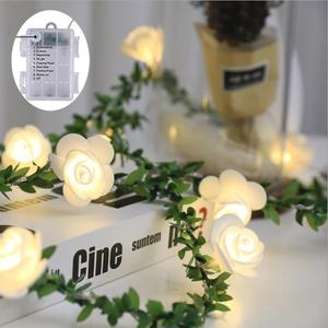 Flower Vine Fairy Lights,9.8FT,20LEDS,Tiny Leaf-Garland with White Flower String Lights Battery Powered Light for Indoor Christmas Party Wedding Garden Dcor8mode