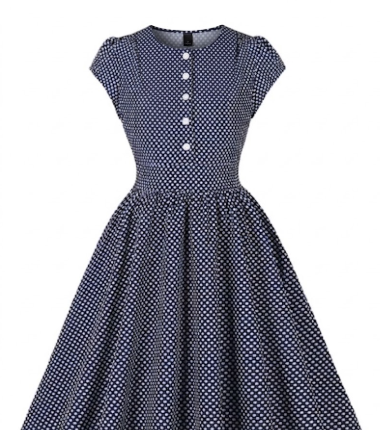 Kids Sabrina Polka Dot Dress - Midnight Blue, Kids L