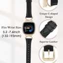 Minyee Leather Bands Compatible with Fitbit Versa 4/Versa 3/Fitbit Sense 2/Sense Band Women, Slim Thin Dressy Designer Premium Leather Strap with C-Shape Metal Buckle for Versa 3 4 Sense 2 Smartwatch