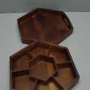 Snack Tray with Lid That Doubles as a Serving Tray - 13"x11" Acacia Wood Decorative Tray with 7 Compartments for Dry Fruits & Nuts, Hexagon Coffee Table or Ottoman Tray with Handles for Living Room