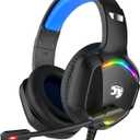 Gaming Headset with Microphone for Pc, Xbox One Series X/s, Ps4, Ps5, Switch, Stereo Wired Noise Cancelling Over-Ear Headphones with Mic, RGB, for Computer, Laptop, Mac, Nintendo (Blue)