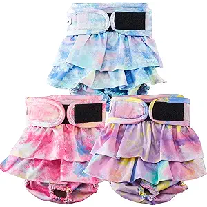 Reusable Dog Diapers Female Medium Washable, Premium Doggie Diaper for Dogs, Pack of 3, Highly Absorbent Dog Diaper for Heat, Incontinence and Puppy Training(M)