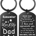 3 x Father's Day Gifts, Dad Birthday Gifts from Daughter Son, Remember I Love You Dad Christmas Gift Keychain, Best Dad Gift Idea