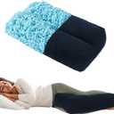 HOMBYS Shredded Memory Foam Knee Pillow for Side Sleepers, 6.5" Height Pillow Between Legs for Aligns Spine & Relieves Pressure Hip & Leg Elevation, Supportive Pillow for Pregnancy, Sciatica, Navy