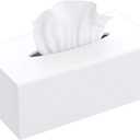 FEMELI Acrylic Tissue Box Cover,Rectangular Facial Tissue Holder Case Dispenser for Bathroom Kitchen Bedroom Office (9.85*5.1*4.5 inch(L*W*H), White)
