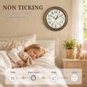 Geevon Vintage Wall Clock, Silent 16" Non Ticking Retro Round Clock Quartz Decorative Battery Operated Wall Clock for Kitchen, Office, Bedroom, Living Room, Classroom, Decor