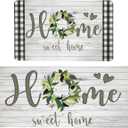 Qahing Farmhouse Kitchen Rugs Mats Sets of 2 Cushioned Anti Fatigue Kitchen Mats for Floor Spring Non Slip Memory Foam Kitchen Floor Mats Waterproof Comfort Standing Mats for Sink, 17.3"x28"+17.3"x47"