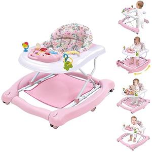 Foldable Baby 5-in-1 Activity Walker - Rocker, Activity Center, Bouncer, Seat Walker, Push Walker - Adjustable Speed Rear Wheels and Height Toys Ages 6-18 Months(Pink) Foldable Baby 5-in-1 Activity Walker - Rocker, Activity Center, Bouncer, Seat Walker, Push Walker - Adjustable Speed Rear Wheels and Height Toys Ages 6-18 Months(Pink)