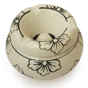 ABHANDICRAFTS - Hand-Painted 4" Raakhadaanee Home Decor Jar with Lid, Round Mini Trash Can with 3 Holder Slots for Home Office Decoration