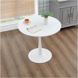 23.4" Tulip Dining Table, White, Perfect for 2-4 People, Mid-Century Modern Style, Round MDF Top with Sturdy Base for Dining Room, Living Room, Cafe (60cm)