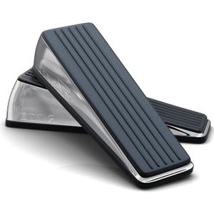 3 x RIZZZ Heavy Duty Door Stoppers Wedge  2 Pack Premium Quality Door Stop Zinc Alloy Wedge with Non-Slip Rubber for Bottom of Heavy Doors Work on Wood, Tile, Carpet