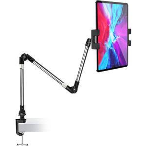 woleyi Adjustable Tablet Mount Holder, 35" Desk/Bed Clamp Phone iPad Stand with Foldable 360 Swivel Arm for iPad Pro 12.9 Air Mini, iPhone, Galaxy Tabs, Nintendo Switch, 4-13" Cell Phones and Tablets