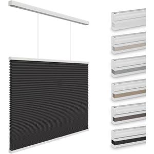 Changshade Top Down Bottom Up Blackout Cellular Shades, Cordless Honeycomb Blinds for Windows, Light Blocking & Total Privacy for Day Sleepers,Black,27" W*50" H