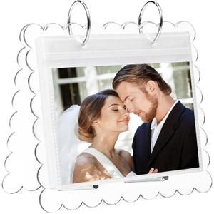 Small Photo Albums 4x6 Pictures with Stand, Flip-Through 4x6 Photo Album with Removable Pages - Baby Photo Album with Acrylic Scalloped Cover, Desktop Display for Nursery, Gifts for wedding (Medium)