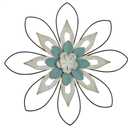 20 inch metal flower wall decor art wood composite wall decor art, metal 3D wall art, farmhouse decoration, bathroom living room, home office, garden, kitchen, multi flower hanging decoration, 20"L x 1.5"W