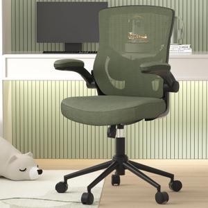 Office Chair, High Back Desk Chair Adjustable Height and Ergonomic Design Home Office Computer Chair Executive Lumbar Support Padded Flip-up Armrest Swivel Task Chair (Hunter Green)