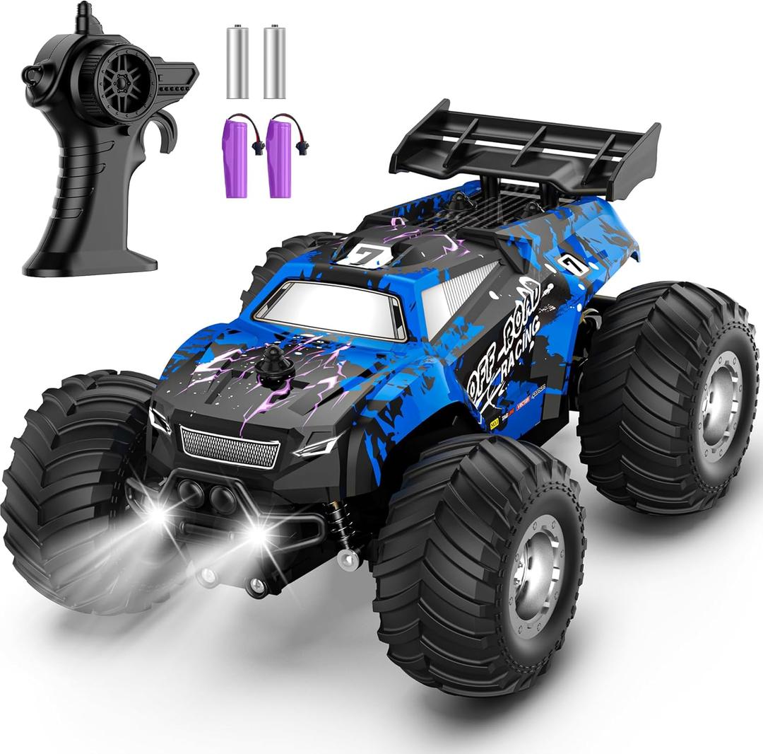 Remote Control Car, All-Terrain Remote Control Truck for Boys 8-12, Headlight, 1:20, 10KM/H, 2.4GHZ, Speed-Friendly, Sturdy, Rechargeable RC Cars for Boys 4-7 Christmas, Beginner, Kids 6-12 (Blue)