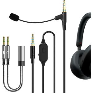Geekria Boom Mic Headphones Cable Compatible with Sony WH-ULT900N WH-1000XM5 WH-1000XM4 WH-XB920N, 3.5mm Jack Nylon Braided Replacement Cord with Boom Microphone for Gaming & Meeting (5.6ft)