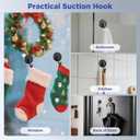 OUTXE Suction Cup Wreath Hanger, Upgraded Reef Hook for Front Door/Glass Window/Over Door, Christmas/Thanksgiving/Halloween/July 4th/Easter/Valentine/Spring/Summer/Fall (Black, 2-Pack)