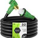 RVMATE 50 Amp 25 Feet RV/Generator Lockable Power Extension Cord, Easy Plug in Handle, 14-50P to SS 2-50R with LED Indicator, ETL Listed