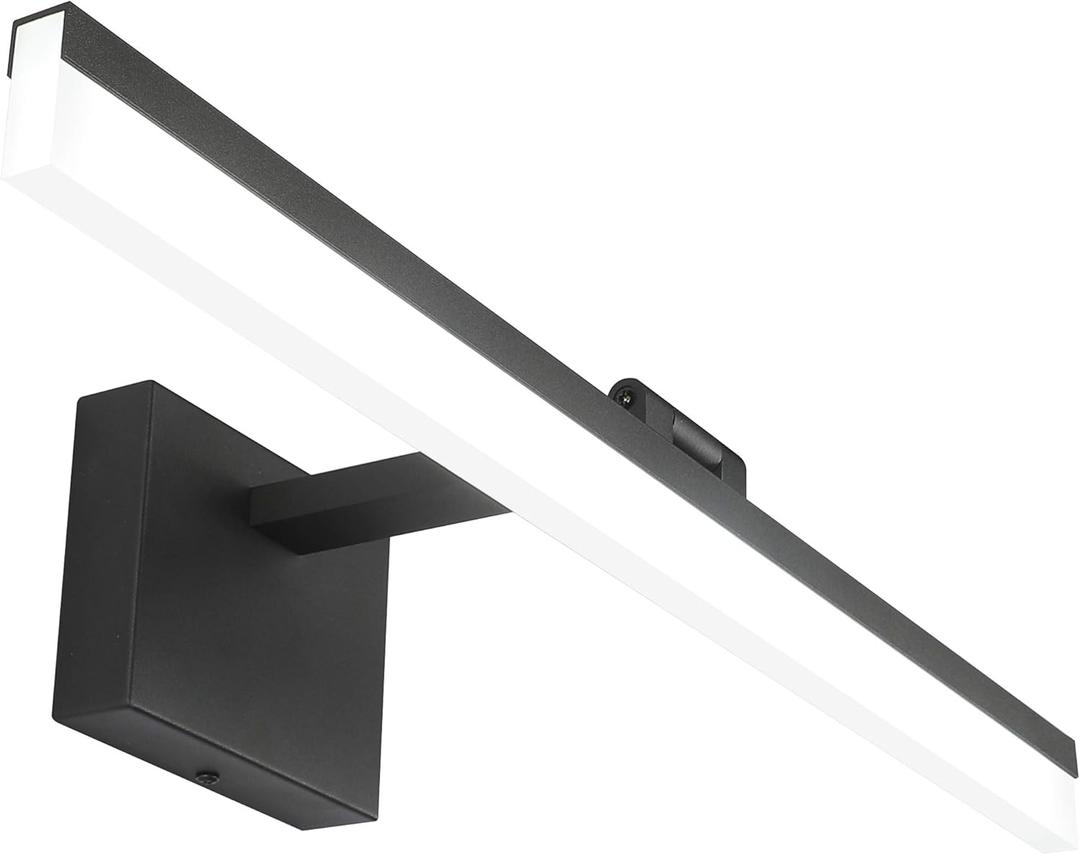 SOLFART 24 inch LED Modern Black Bathroom Vanity Lights Over Mirror Vanity Lighting Fixtures for Bath Matt Black Bathroom Light fixtures Bar (Black- Non Dimmable)