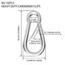 Carabiner, Heavy Duty Galvanized Steel Spring Snap Hook Carabiner Clips with 220LBS Holding Capacity, Ideal for Outdoor, Hammock, Swing and Travel (M5 2Inch, 50PCS)